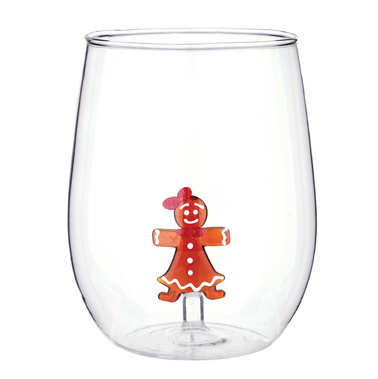 Gingerbread Figurine Stemless Wine Glass
