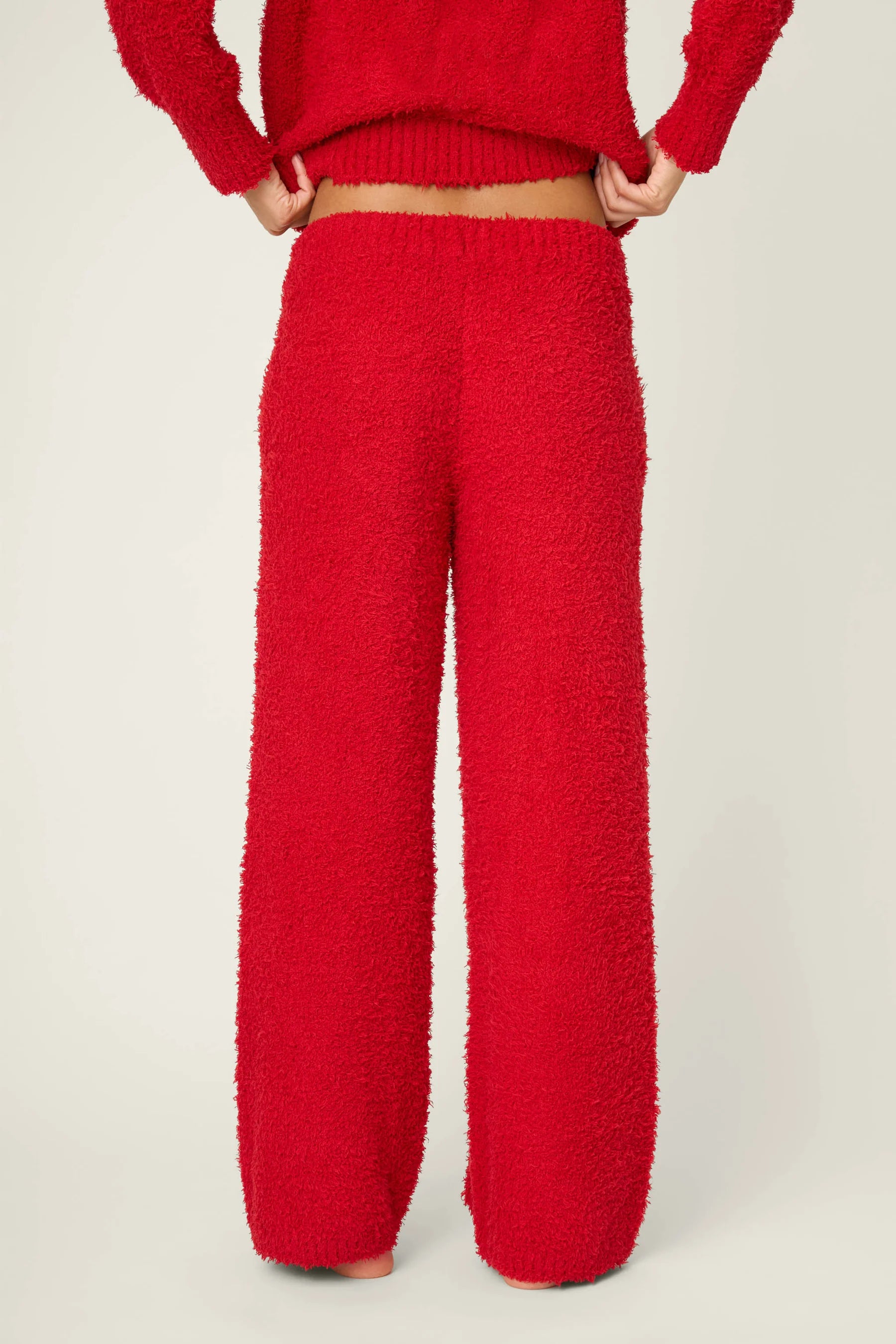 Bundle Up Boucle Open Leg Pant - Red | P.J. Salvage