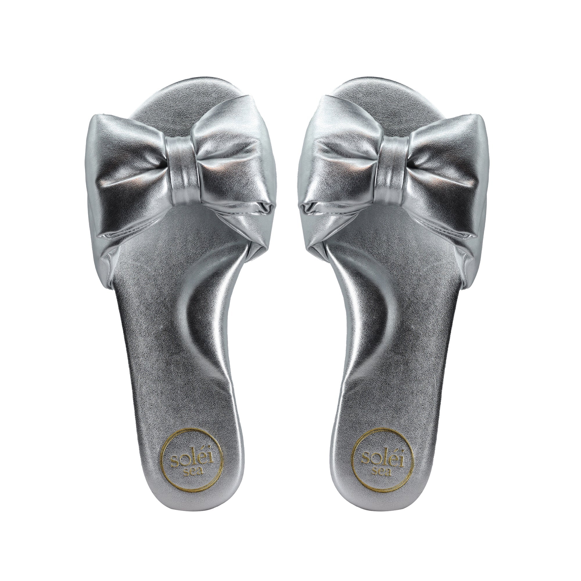 Rafie Bow Slide Sandal - Silver | Soléi Sea