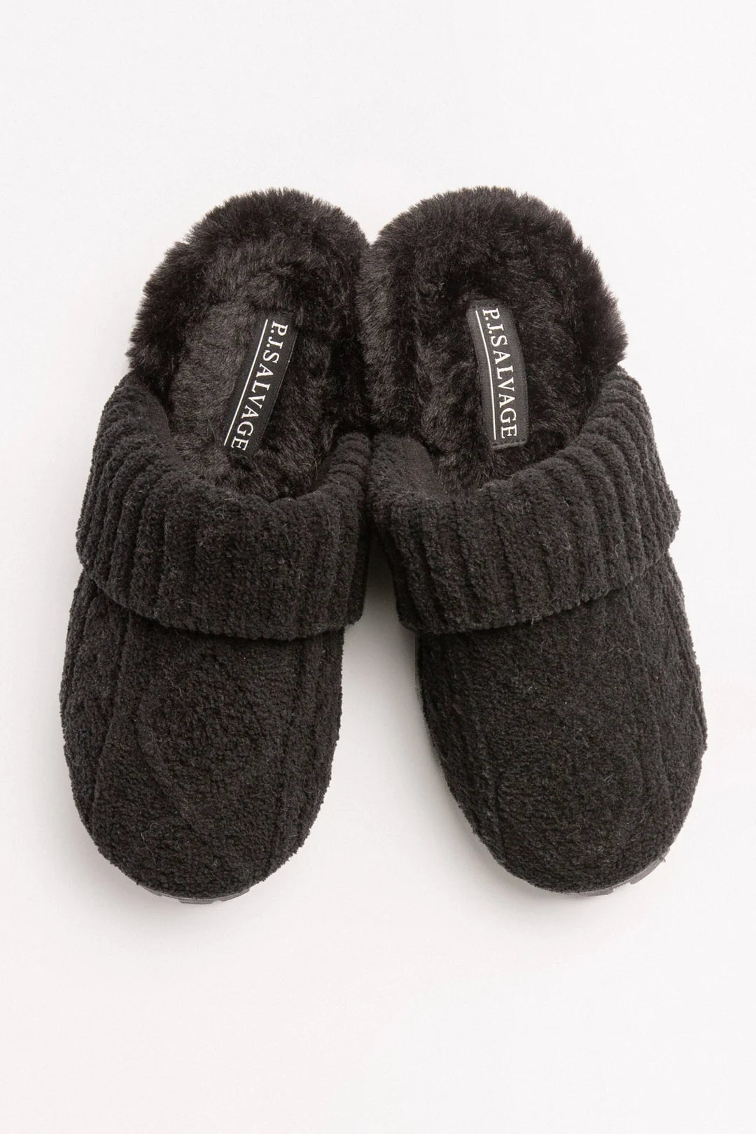 Black Cable Knit Slide