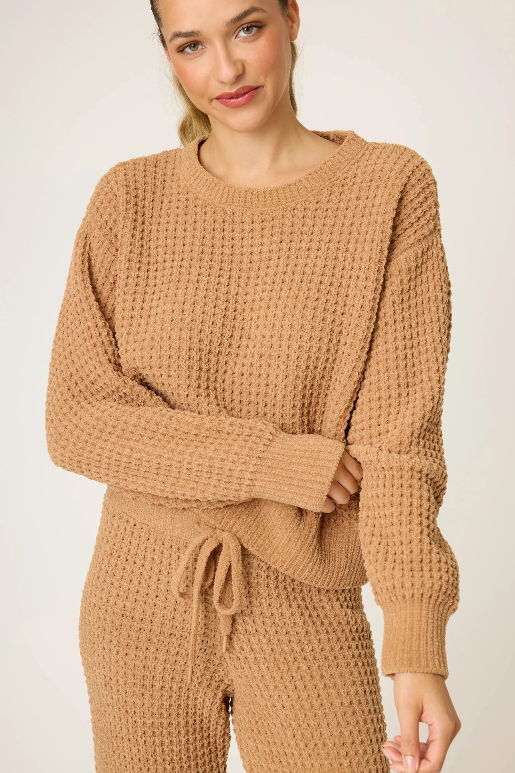 Chenille Waffle Long Sleeve Caramel Top | P.J. Salvage