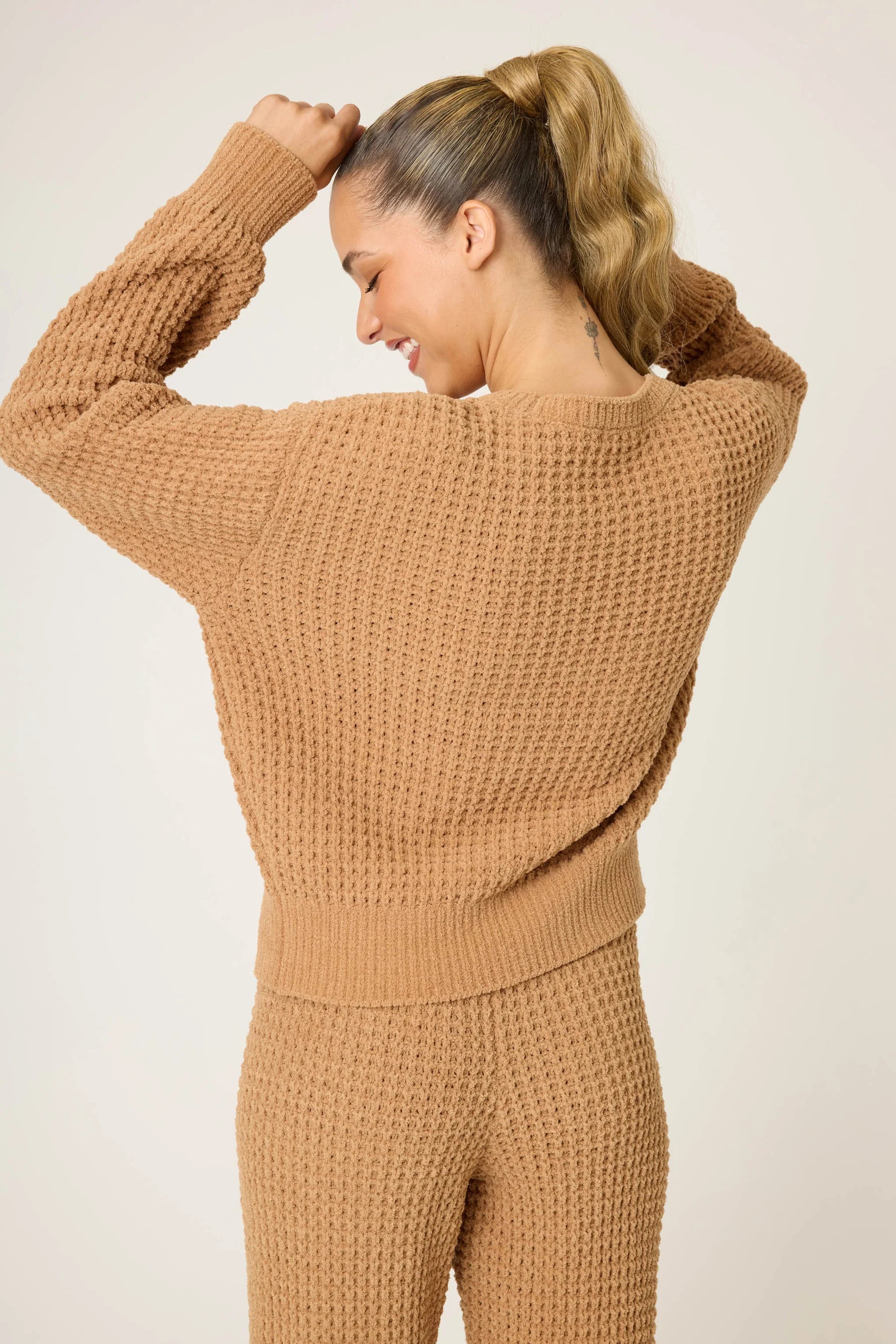 Chenille Waffle Long Sleeve Caramel Top | P.J. Salvage