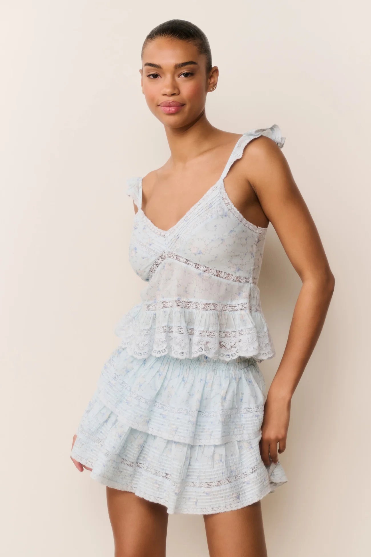 Ruffle Mini Skirt - Snowdrop Blue | LoveShackFancy