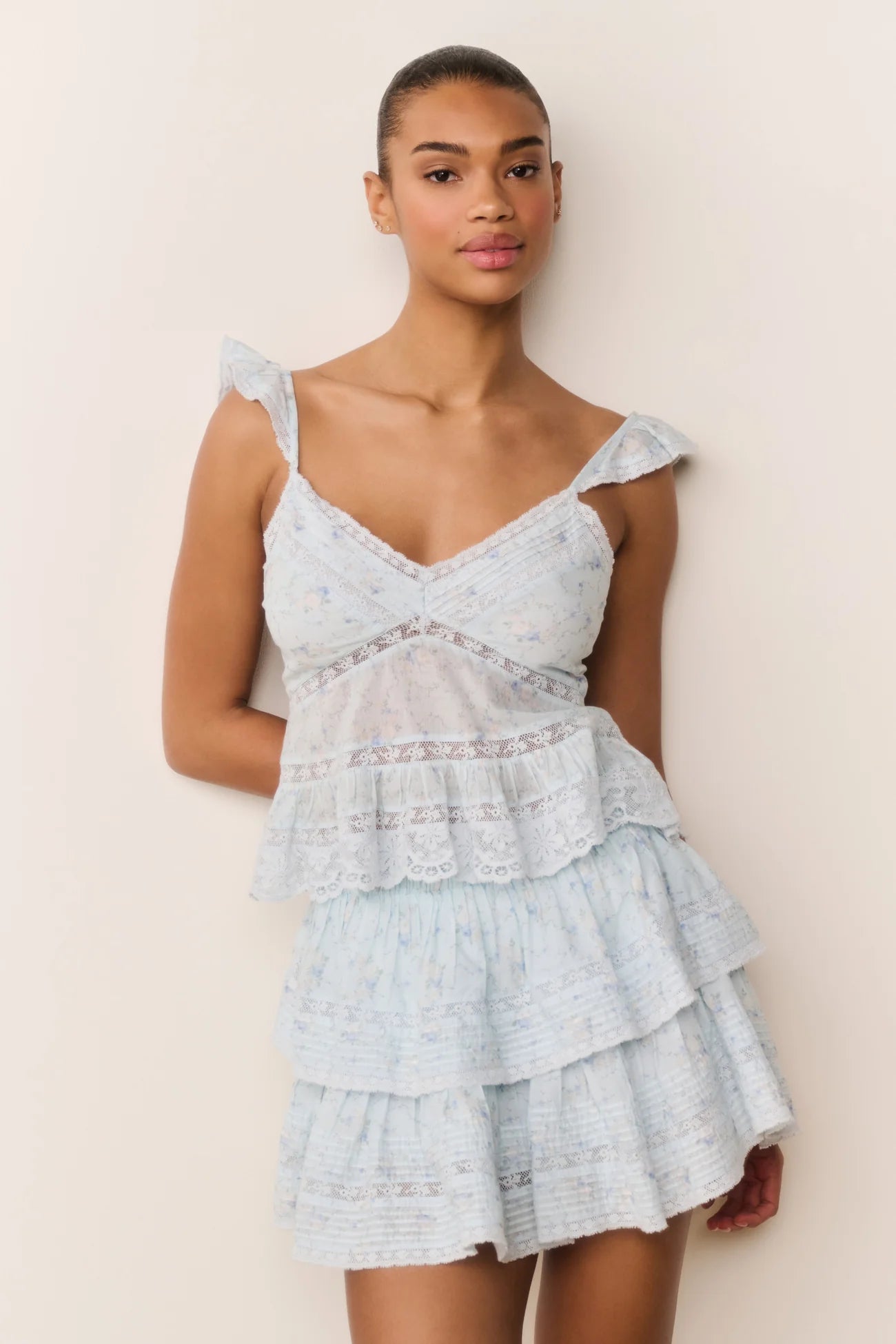 Ruffle Mini Skirt - Snowdrop Blue | LoveShackFancy