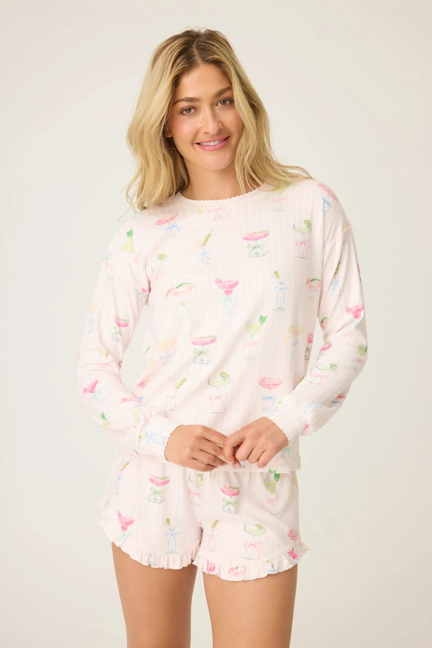 Pretty Punch Cocktail Print Long Sleeve Top | P.J. Salvage