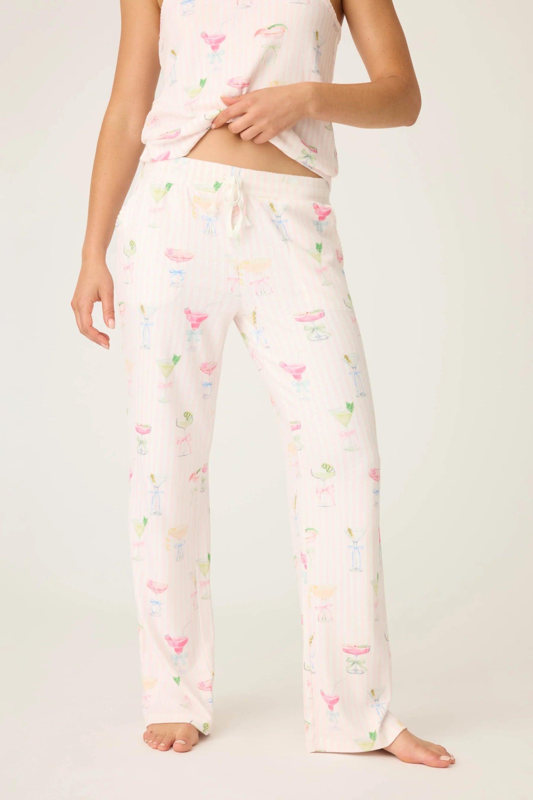 Pretty Punch Cocktail Print Open Leg Pants | P.J. Salvage