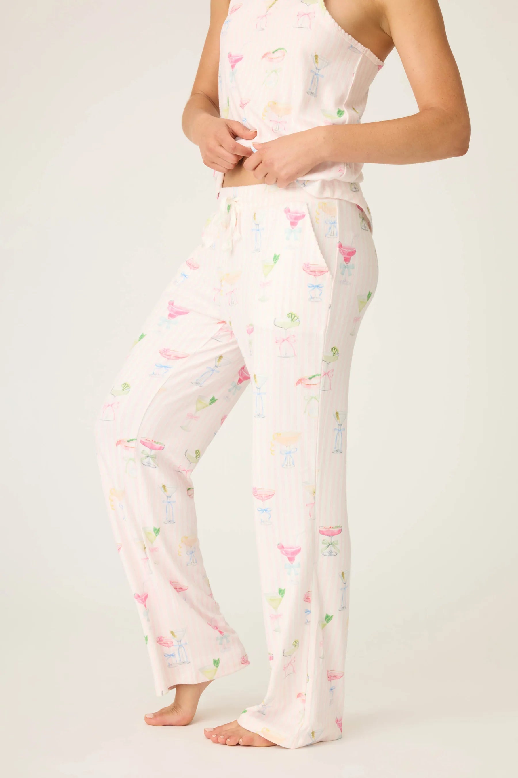 Pretty Punch Cocktail Print Open Leg Pants | P.J. Salvage