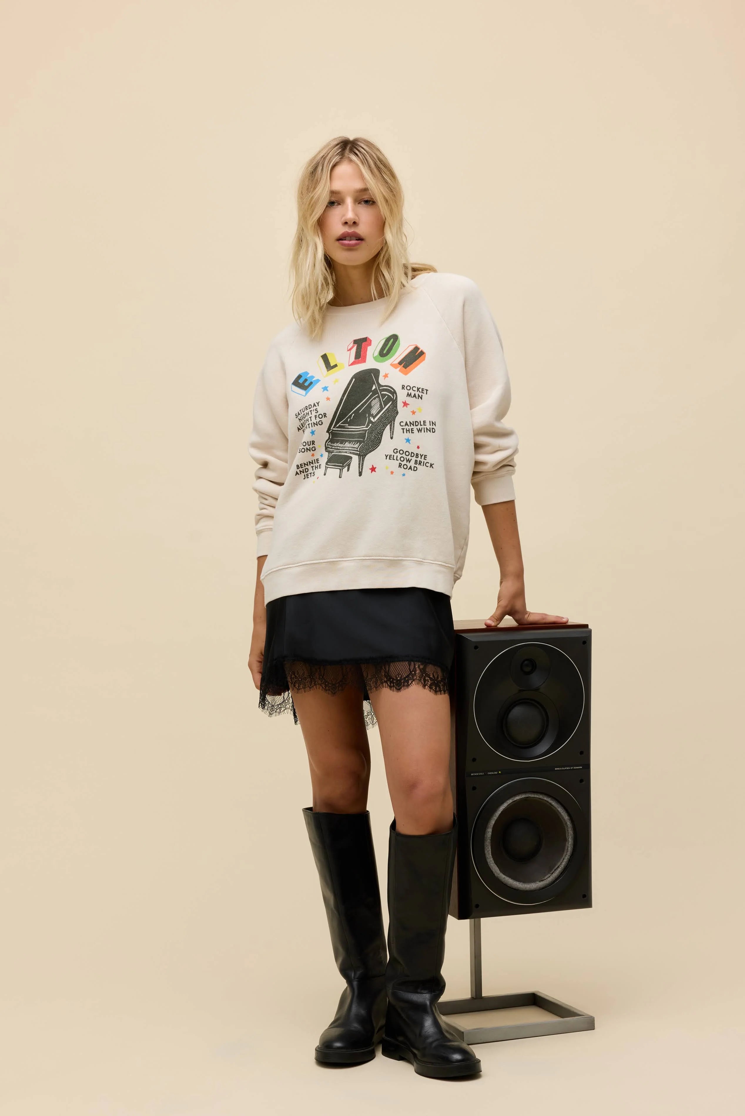 Elton John Rainbow Piano Vintage Raglan Sweatshirt | DAYDREAMER