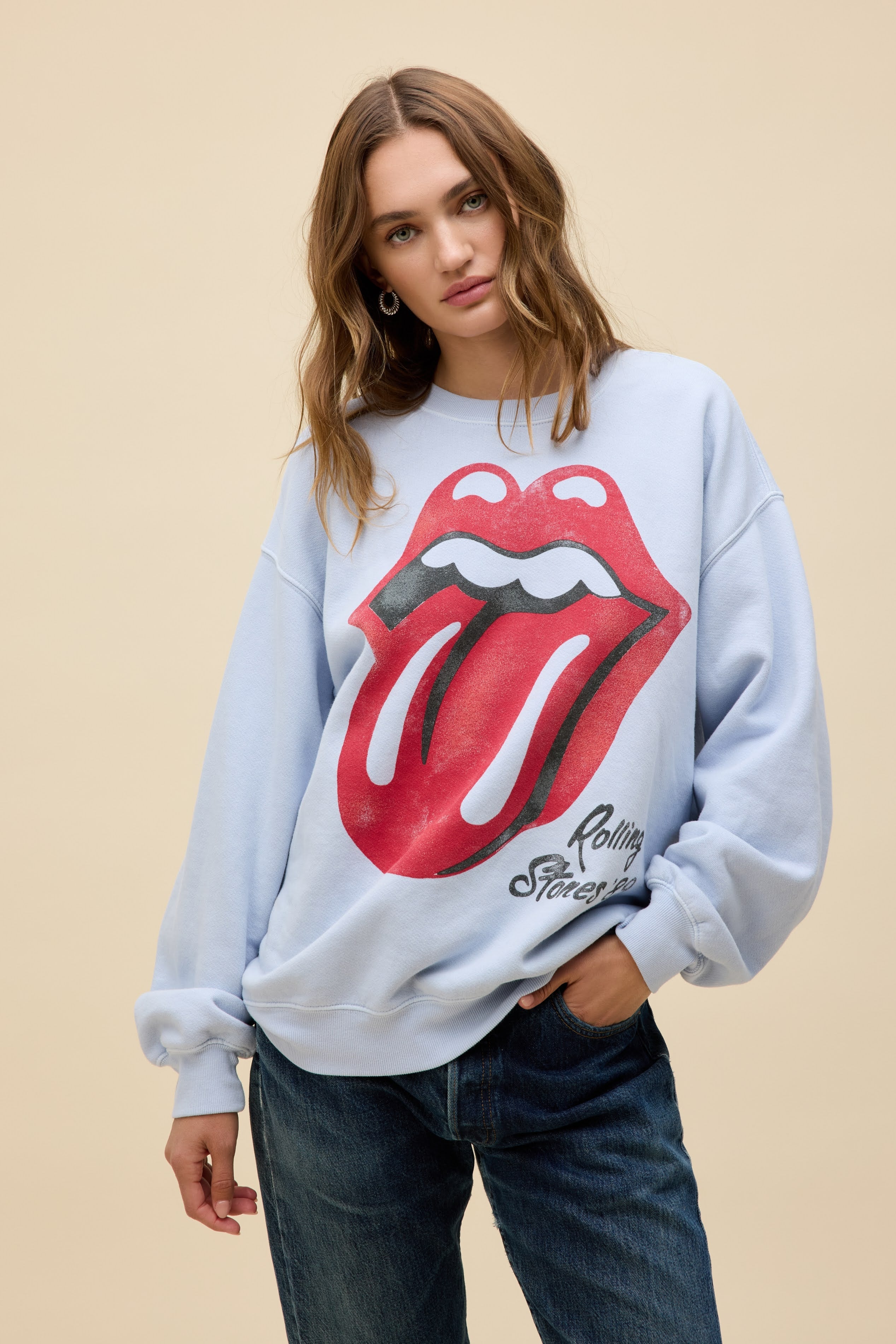 Rolling Stones Big Tongue '89 Oversized Crew Sweatshirt | Daydreamer