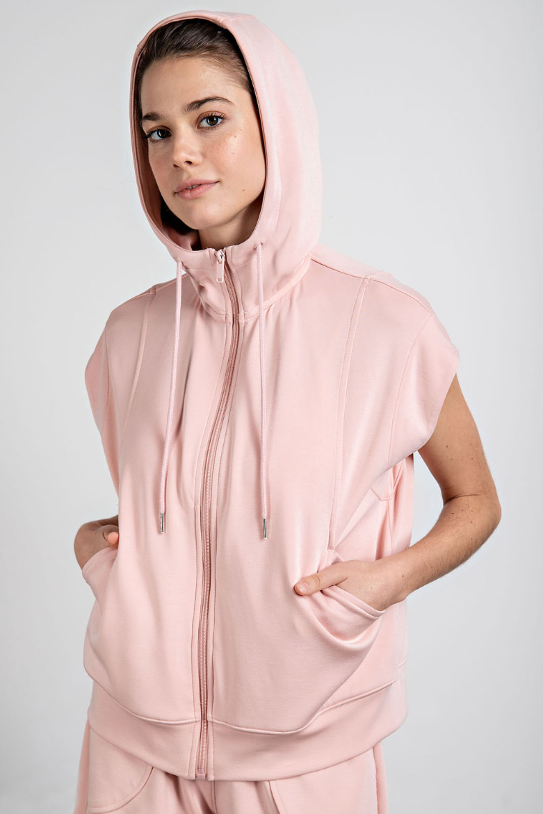 Sleeveless Hoodie Jacket And Short Set