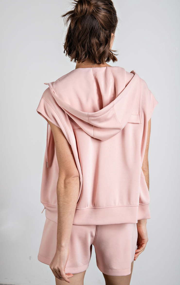 Sleeveless Hoodie Jacket And Short Set