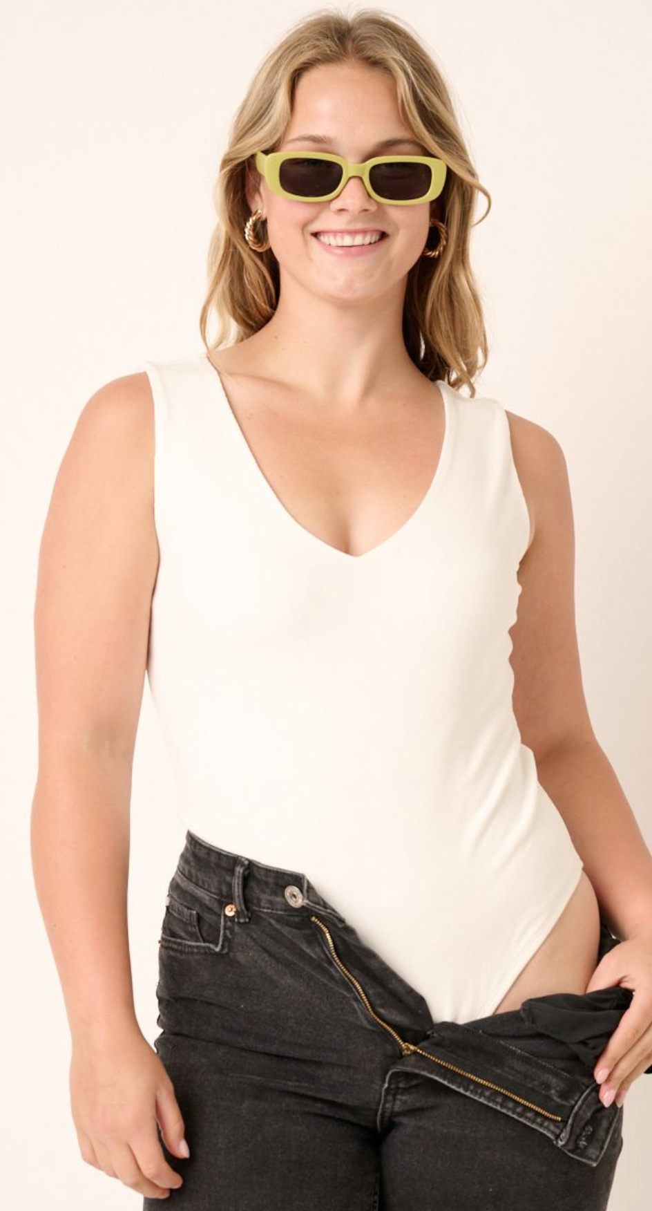 Plus Deep V-Neck Bodysuit