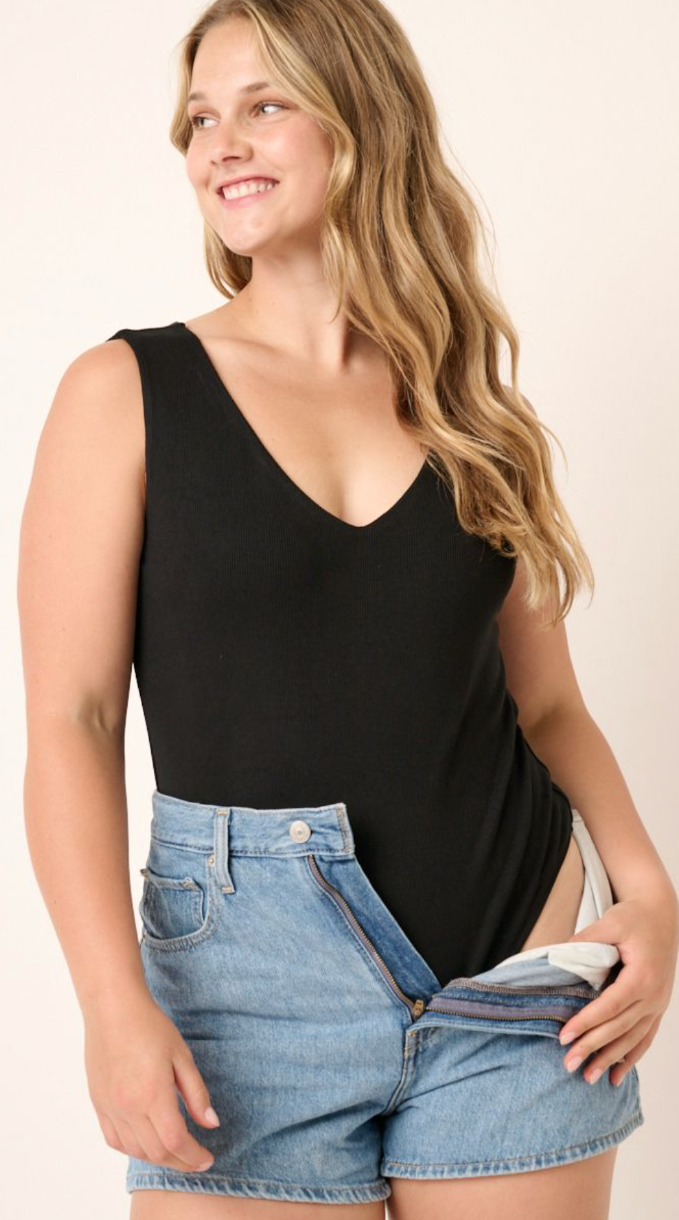 Plus Deep V-Neck Bodysuit