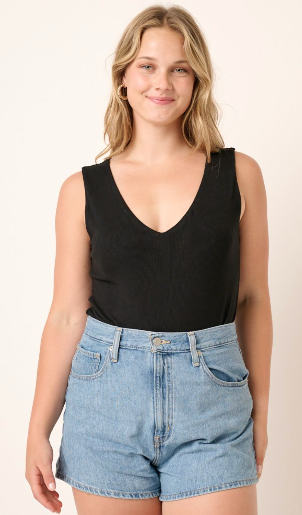 Plus Deep V-Neck Bodysuit