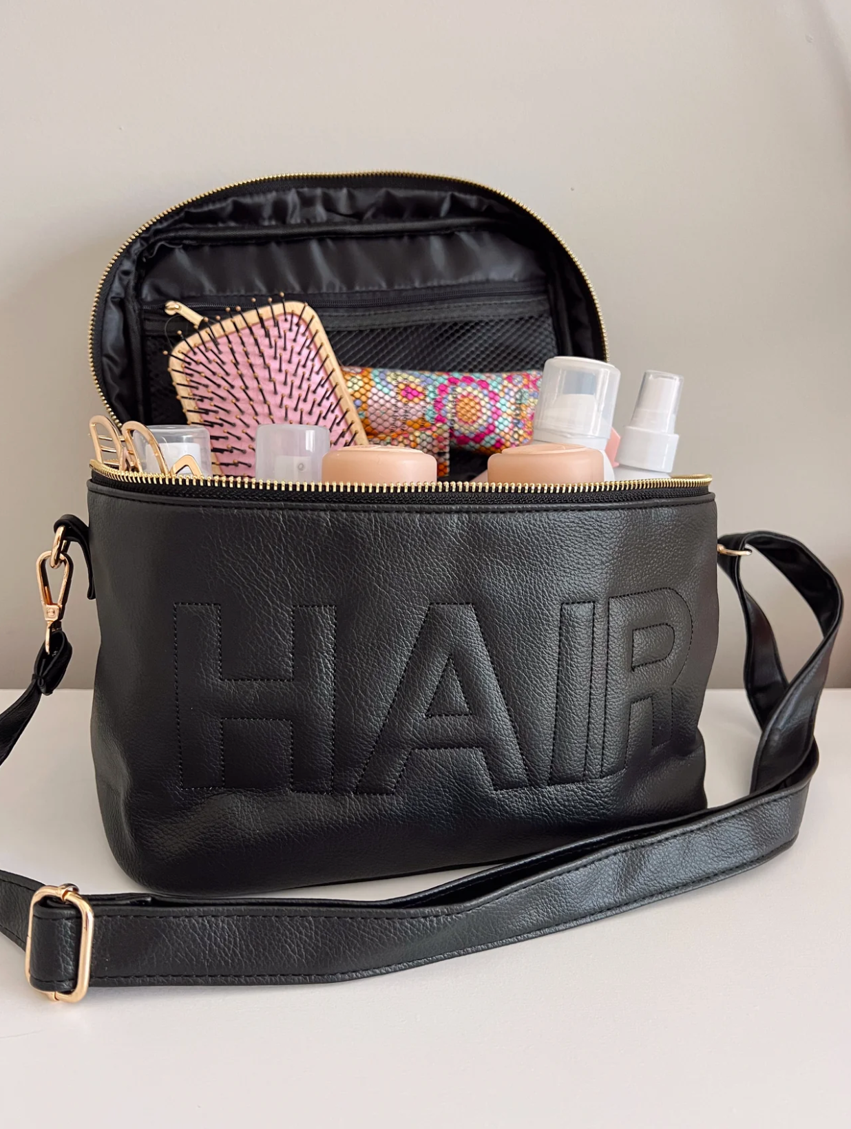 Hair Leather Open Top Travel Bag