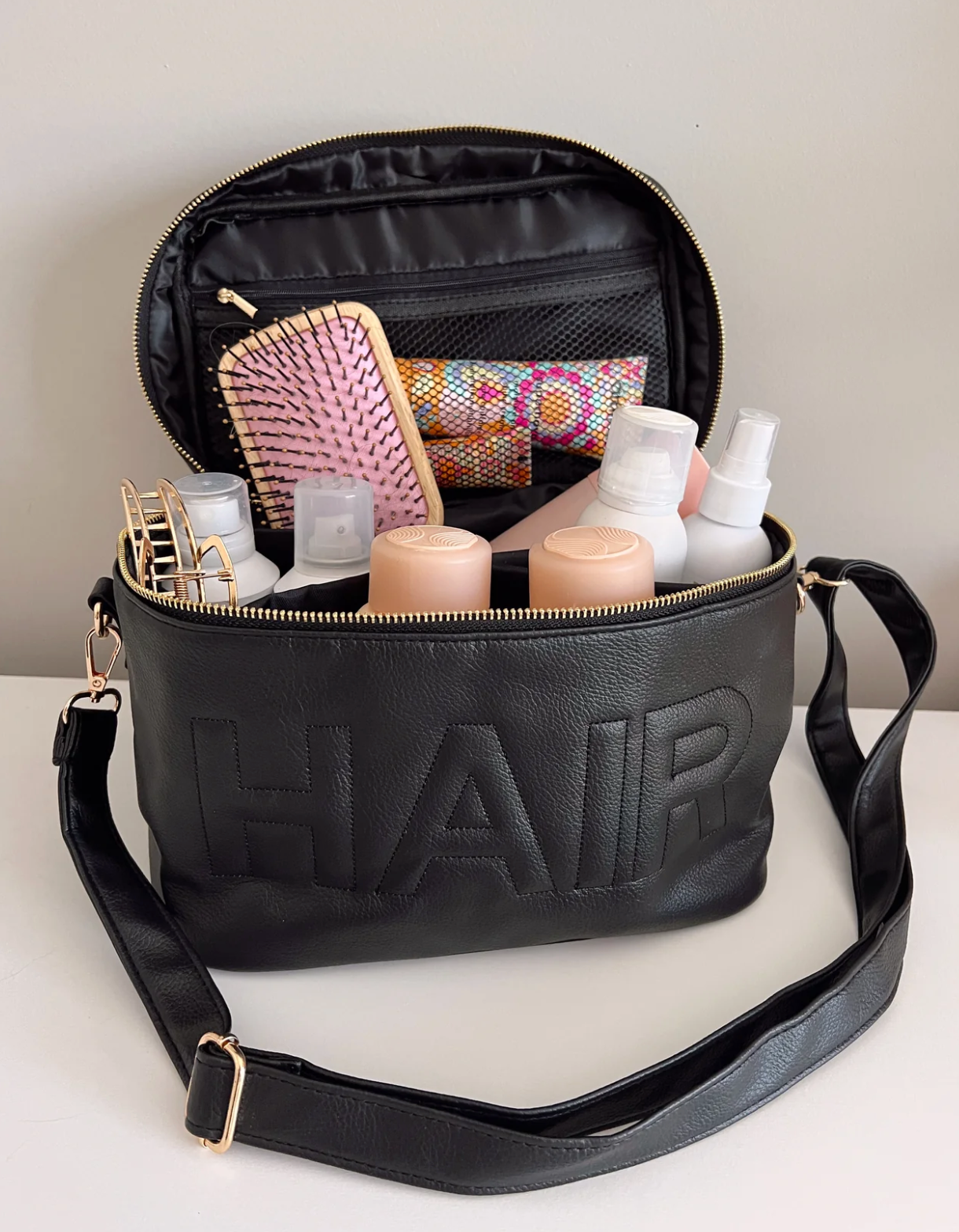 Hair Leather Open Top Travel Bag