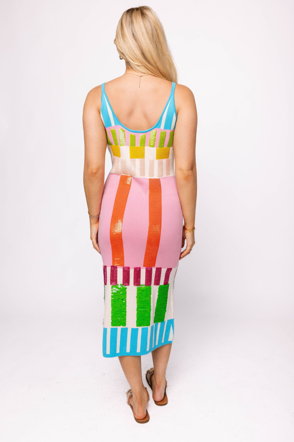 Colorblock Stripe Knit Midi Dress | Queen of Sparkles