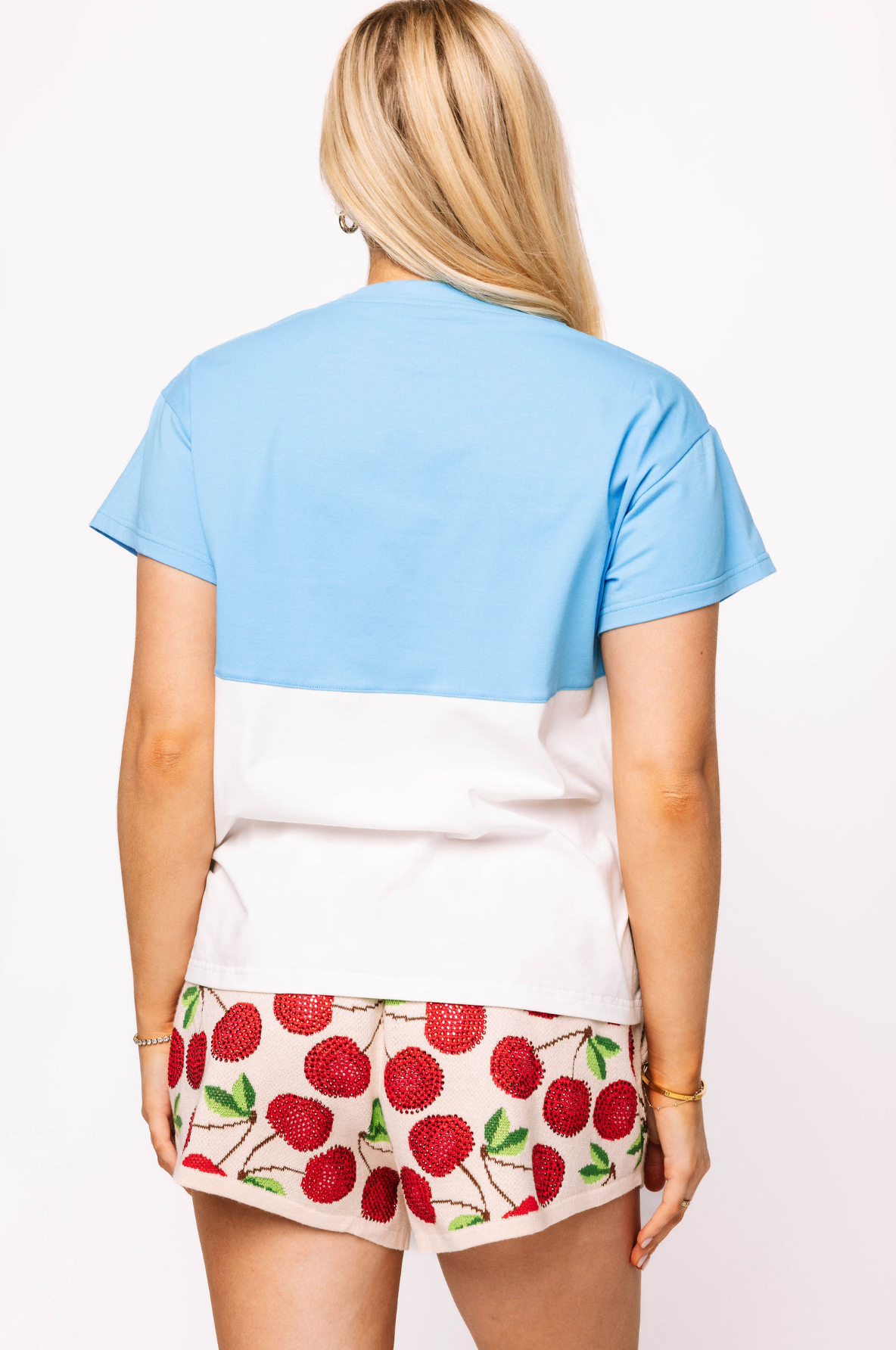 Aqua & White Colorblock Seltzer Tee | Queen of Sparkles