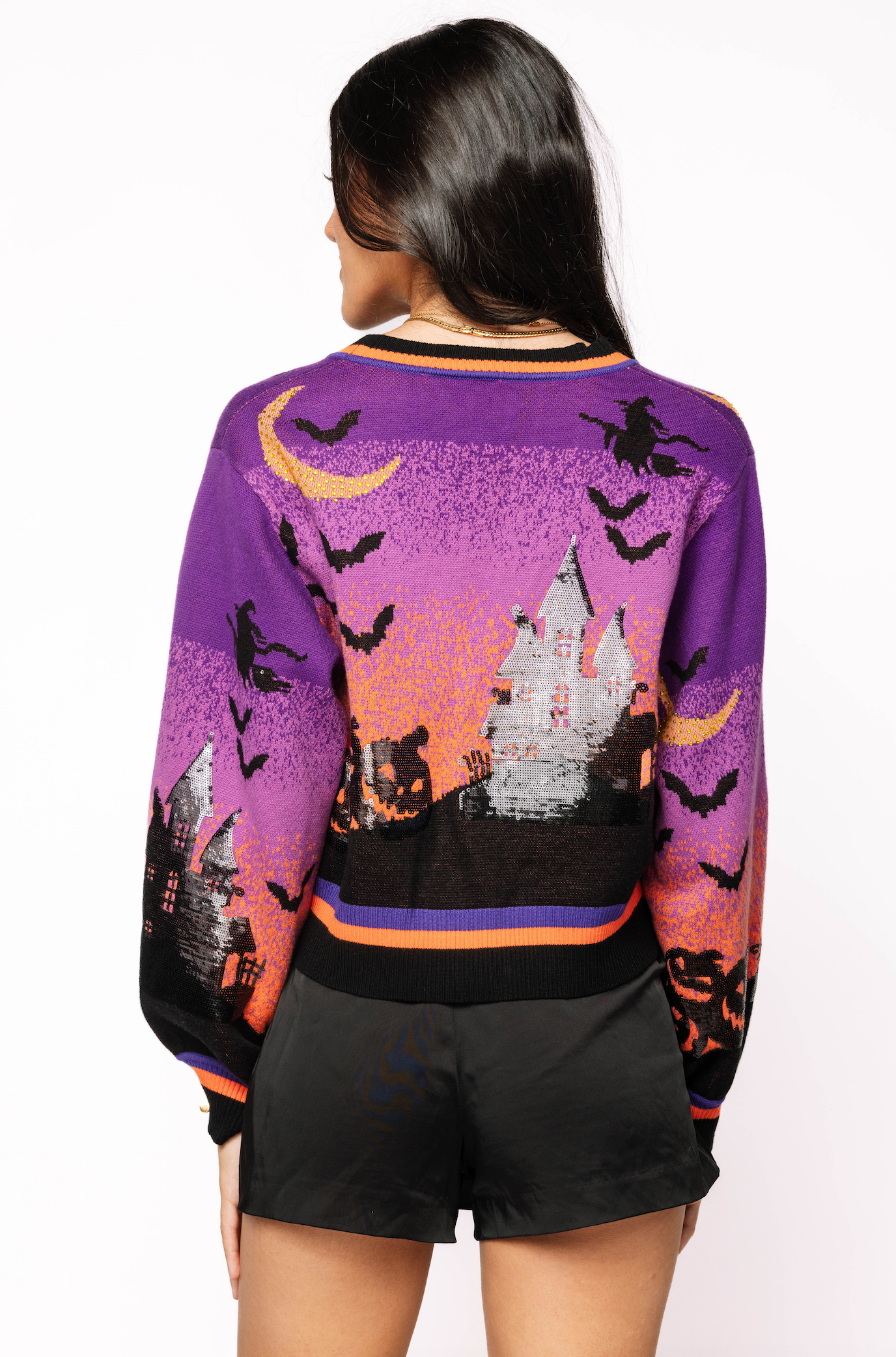 Purple Halloween Scene Cardigan | Queen of Sparkles