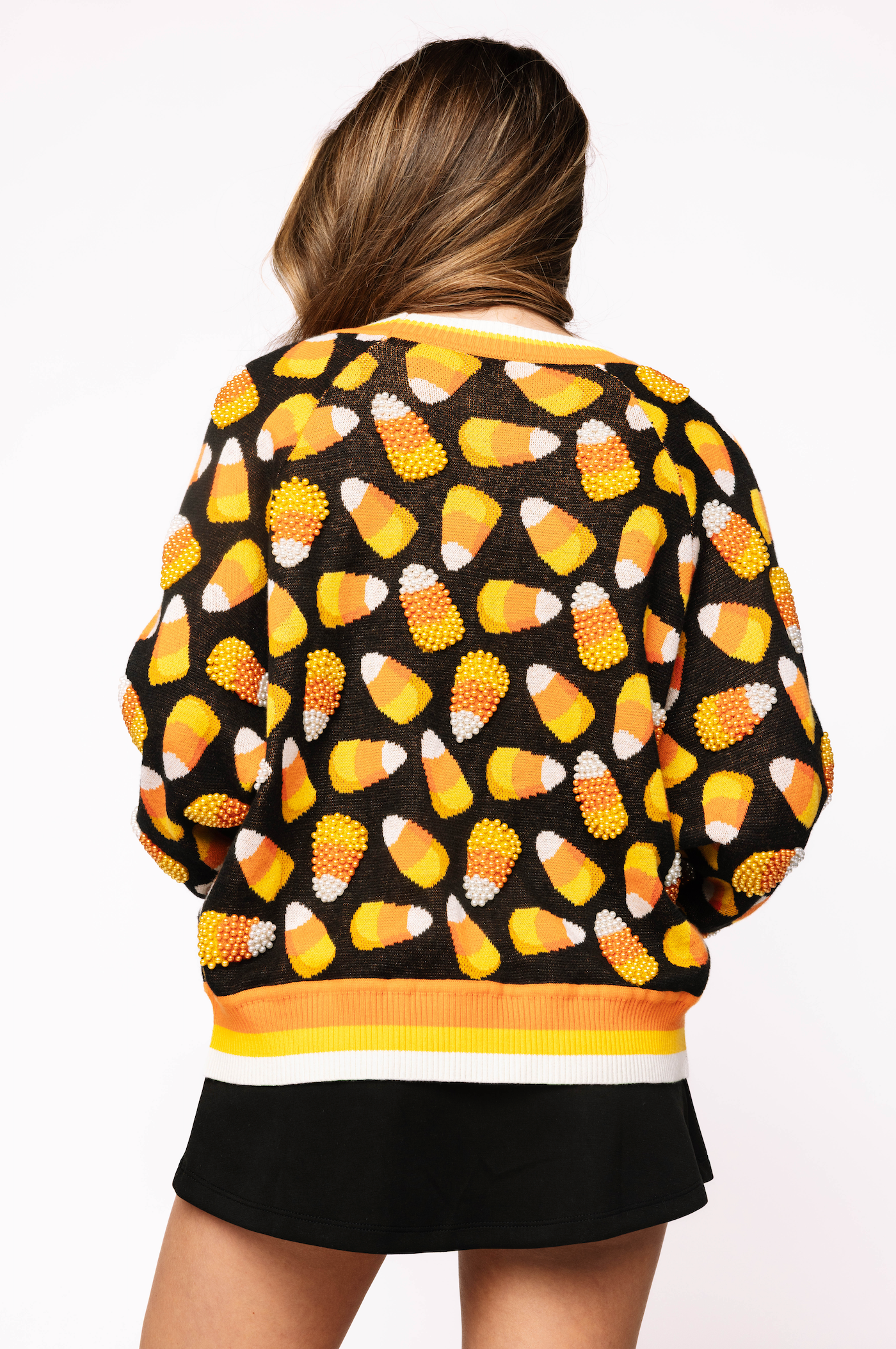 Black Pearl Candy Corn Cardigan | Queen of Sparkles