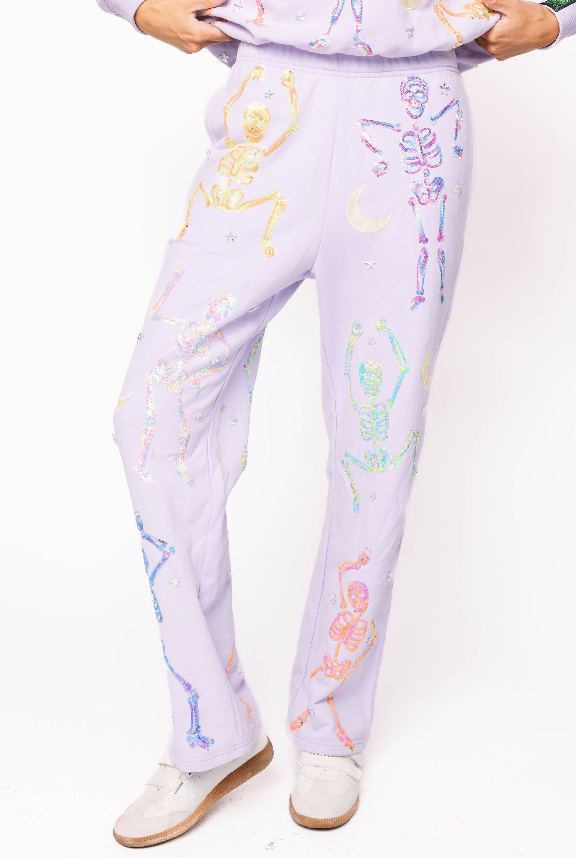 Lavender Multi Dancing Skeleton Sweatpant | Queen of Sparkles