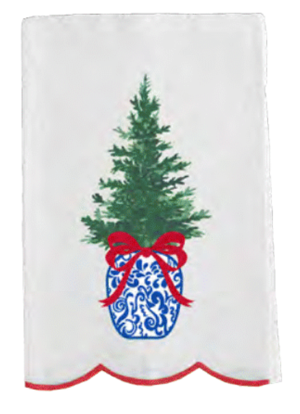 Embroidered Tea Towel - Chinoiserie Tree | Mary Square