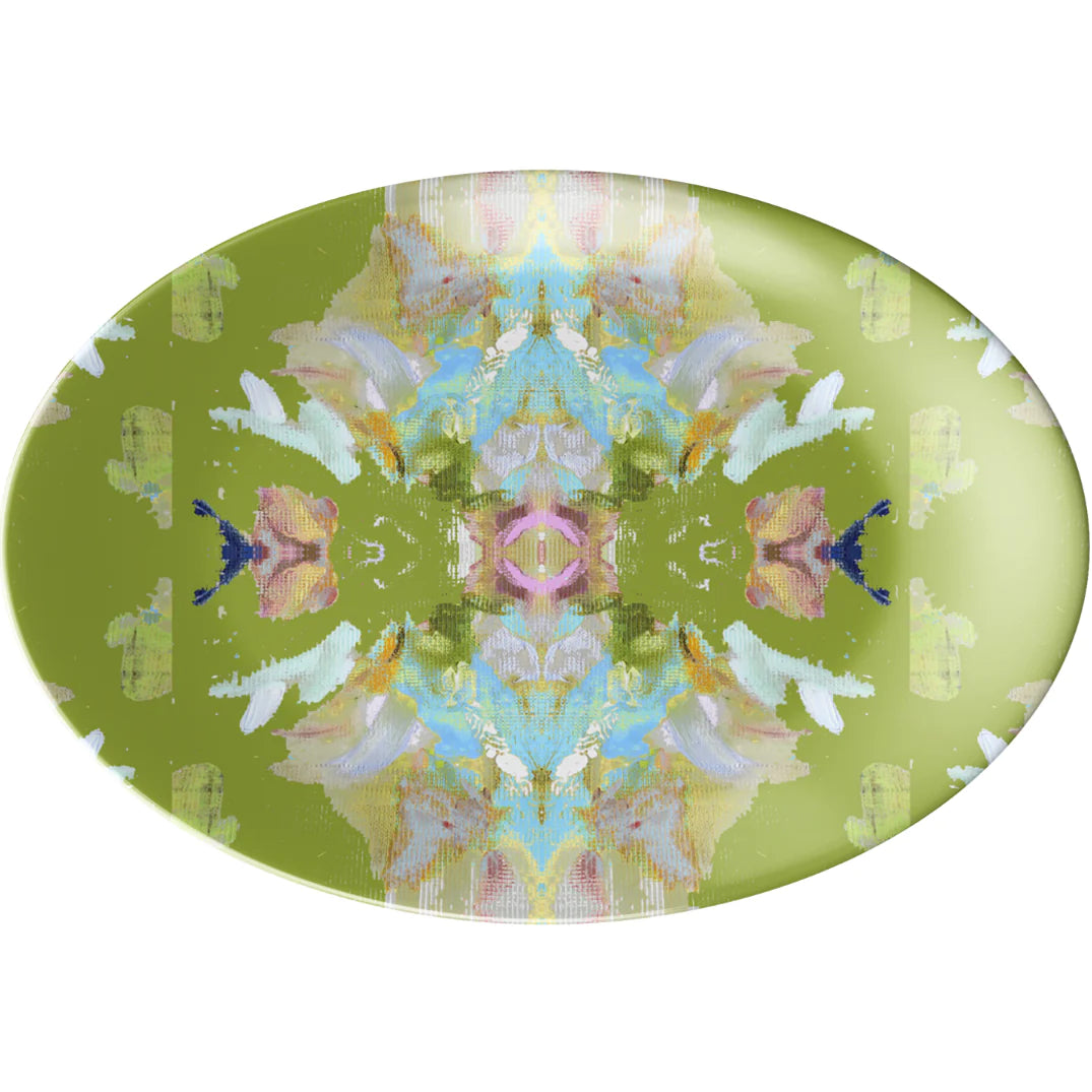 Stained Glass Green Melamine Platter | Laura Park