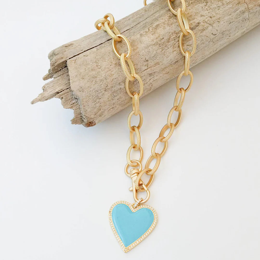 Etched Chain w/ Enamel Heart