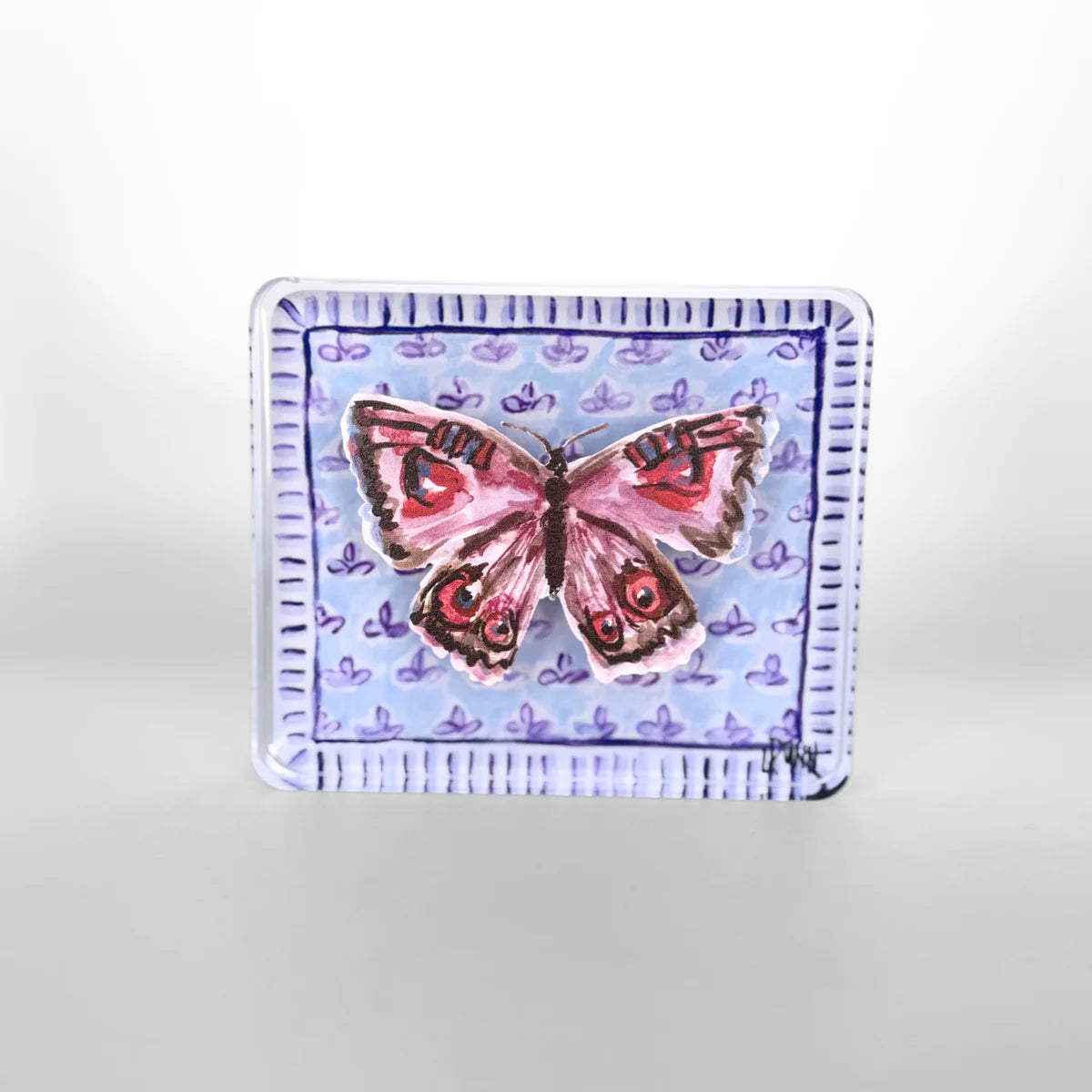 Purple Butterfly on Fleur De Lis Block | Lauren Dunn