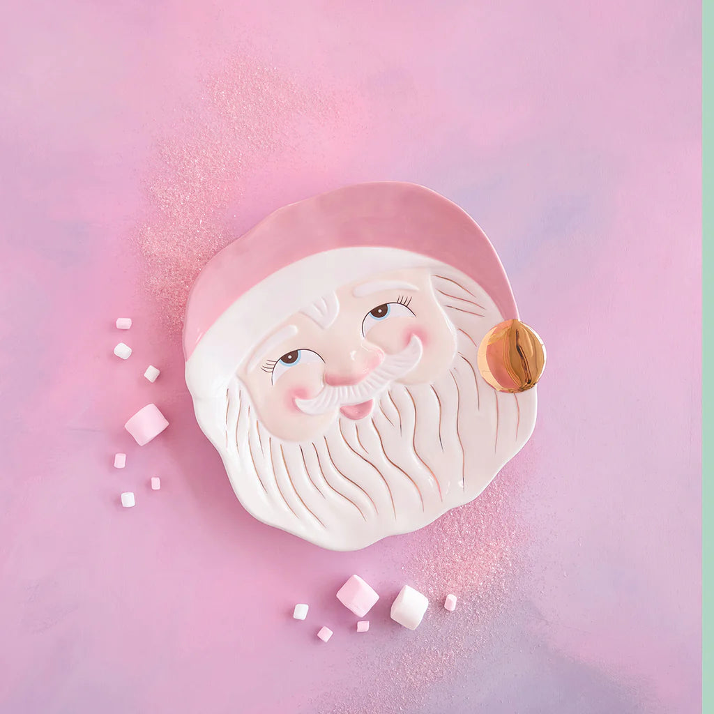 Papa Noel Pink Platter | Glitterville