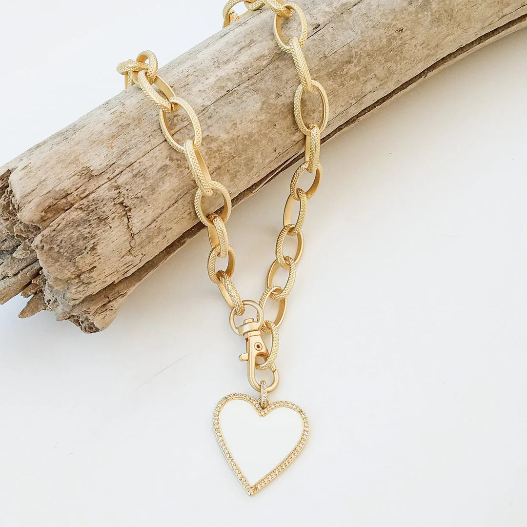 Etched Chain w/ Enamel Heart