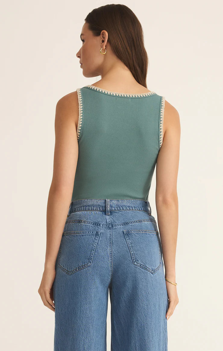 Jaidynn Whipstitch Rib Tank - Sea Pine | Z Supply