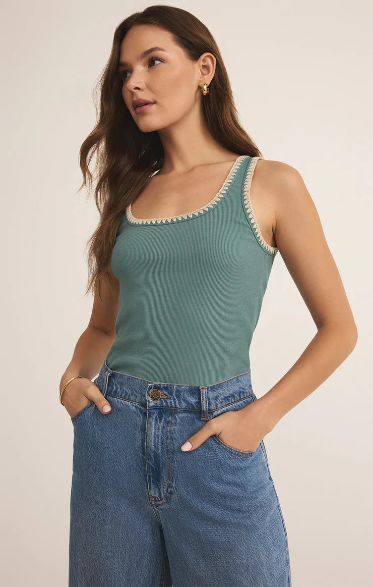 Jaidynn Whipstitch Rib Tank - Sea Pine | Z Supply