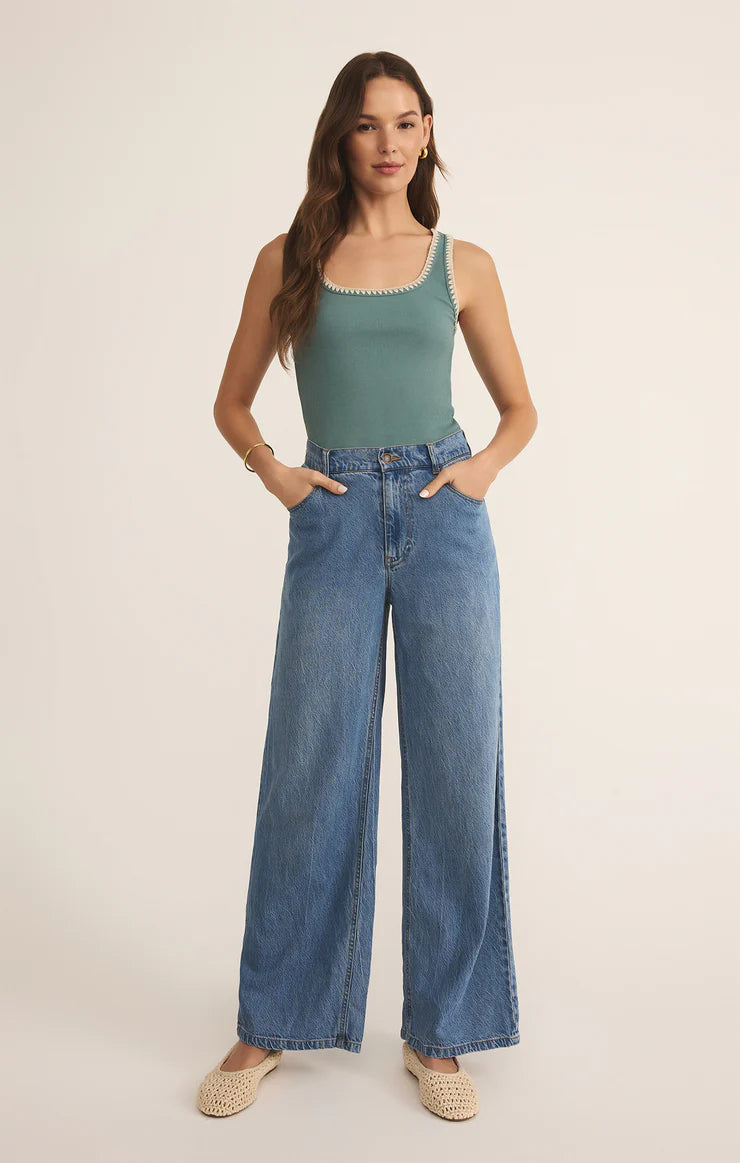 Jaidynn Whipstitch Rib Tank - Sea Pine | Z Supply