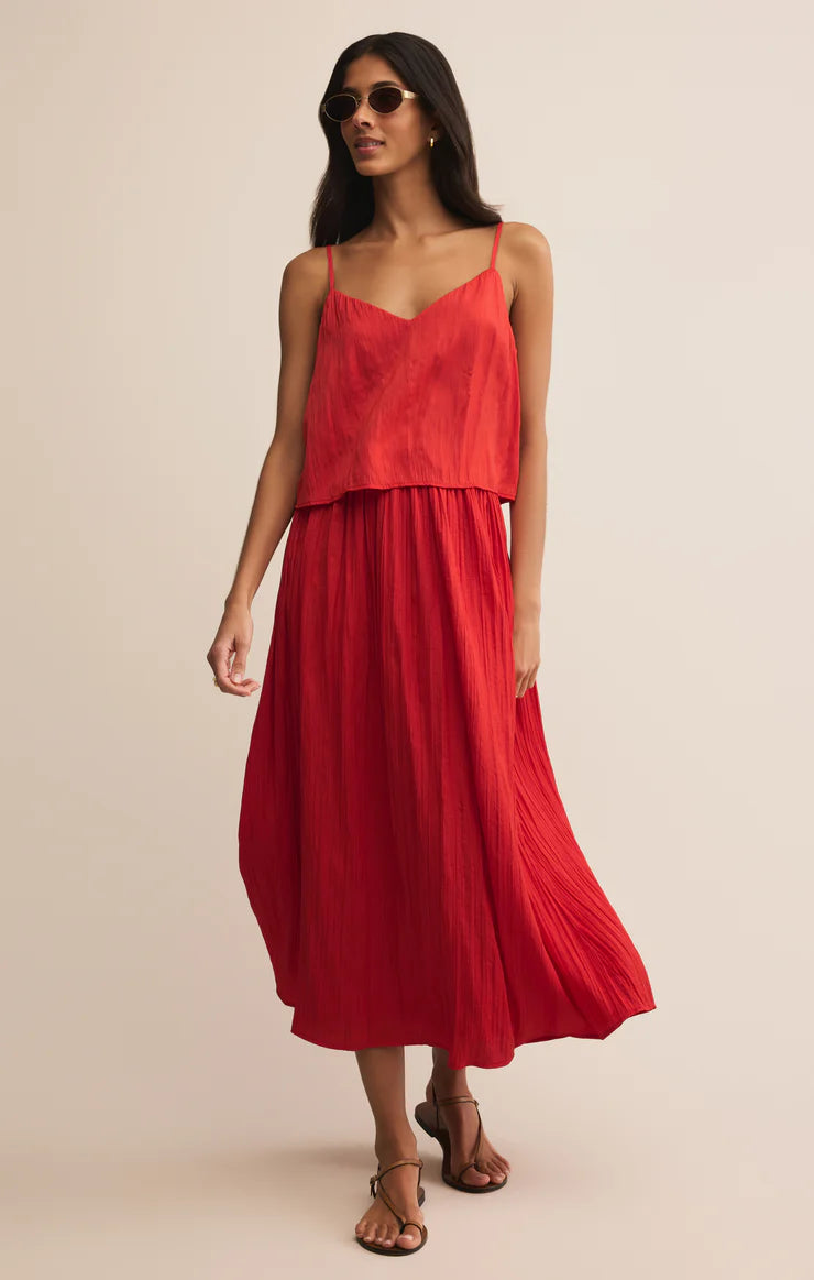 Fiore Crinkle Satin Crop Tank - Cabana Red | Z Supply