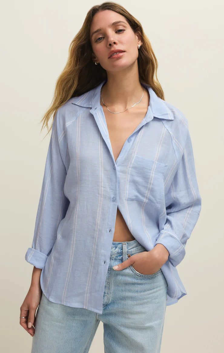 Perfect Linen Striped Top - Blue Light | Z Supply
