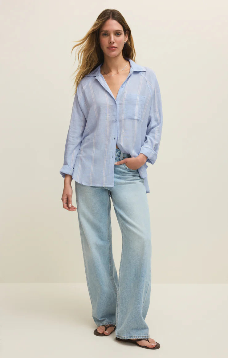 Perfect Linen Striped Top - Blue Light | Z Supply