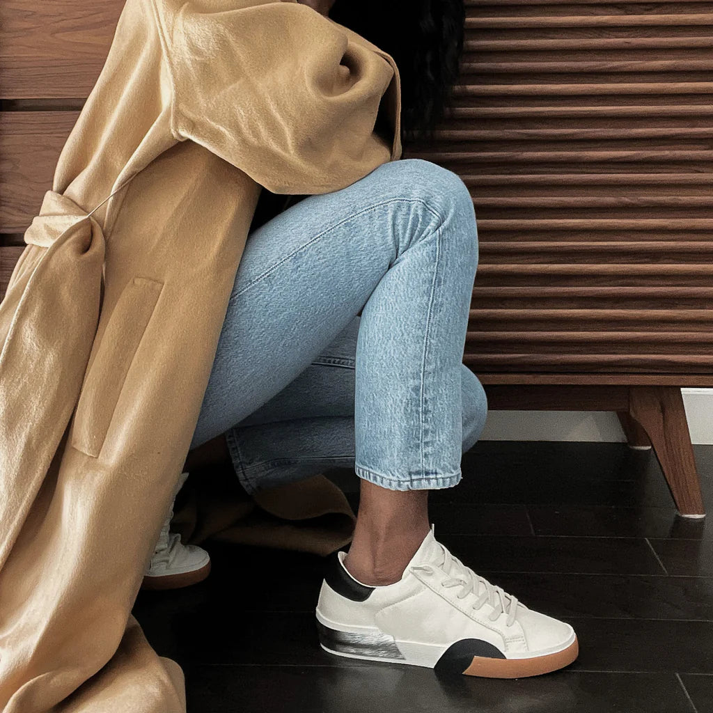 Zina White Black Leather Sneakers | Dolce Vita