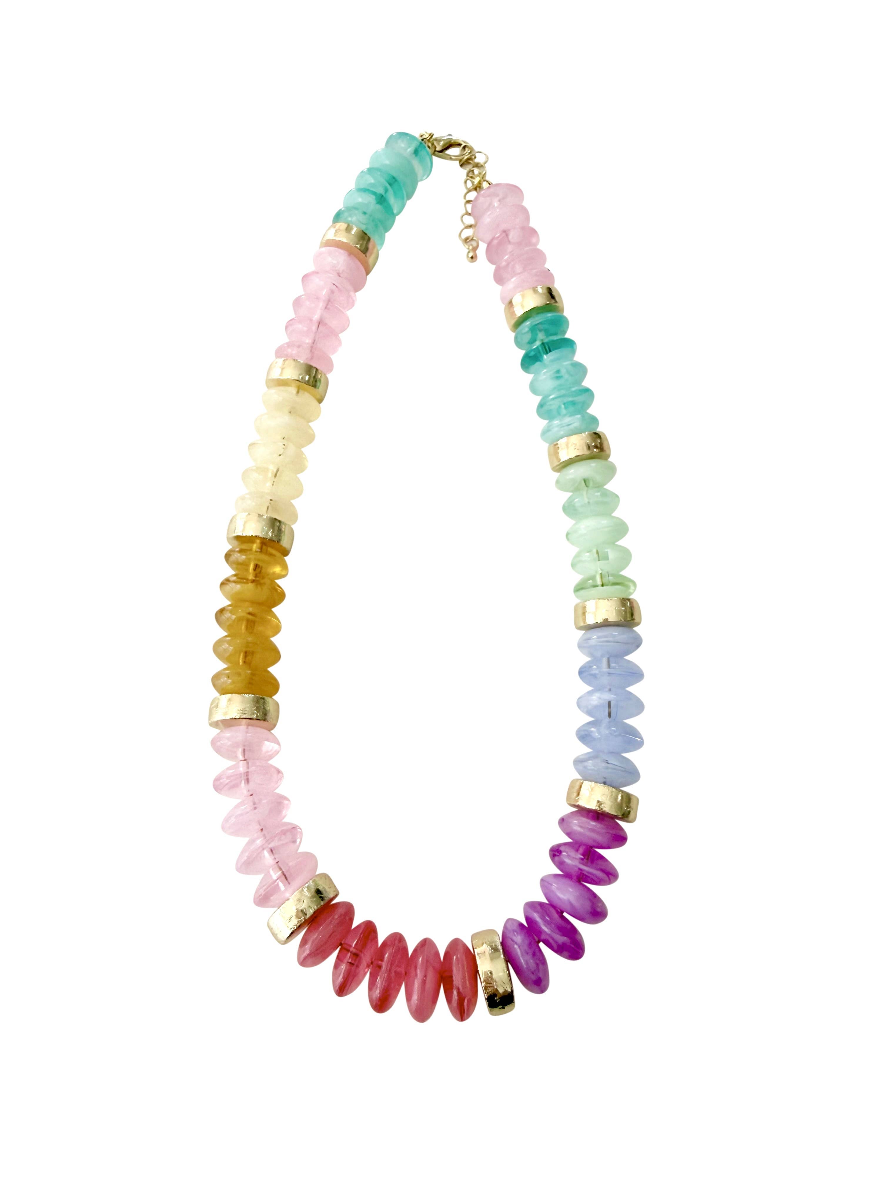 Calloway Beaded Disc Necklace- Rainbow