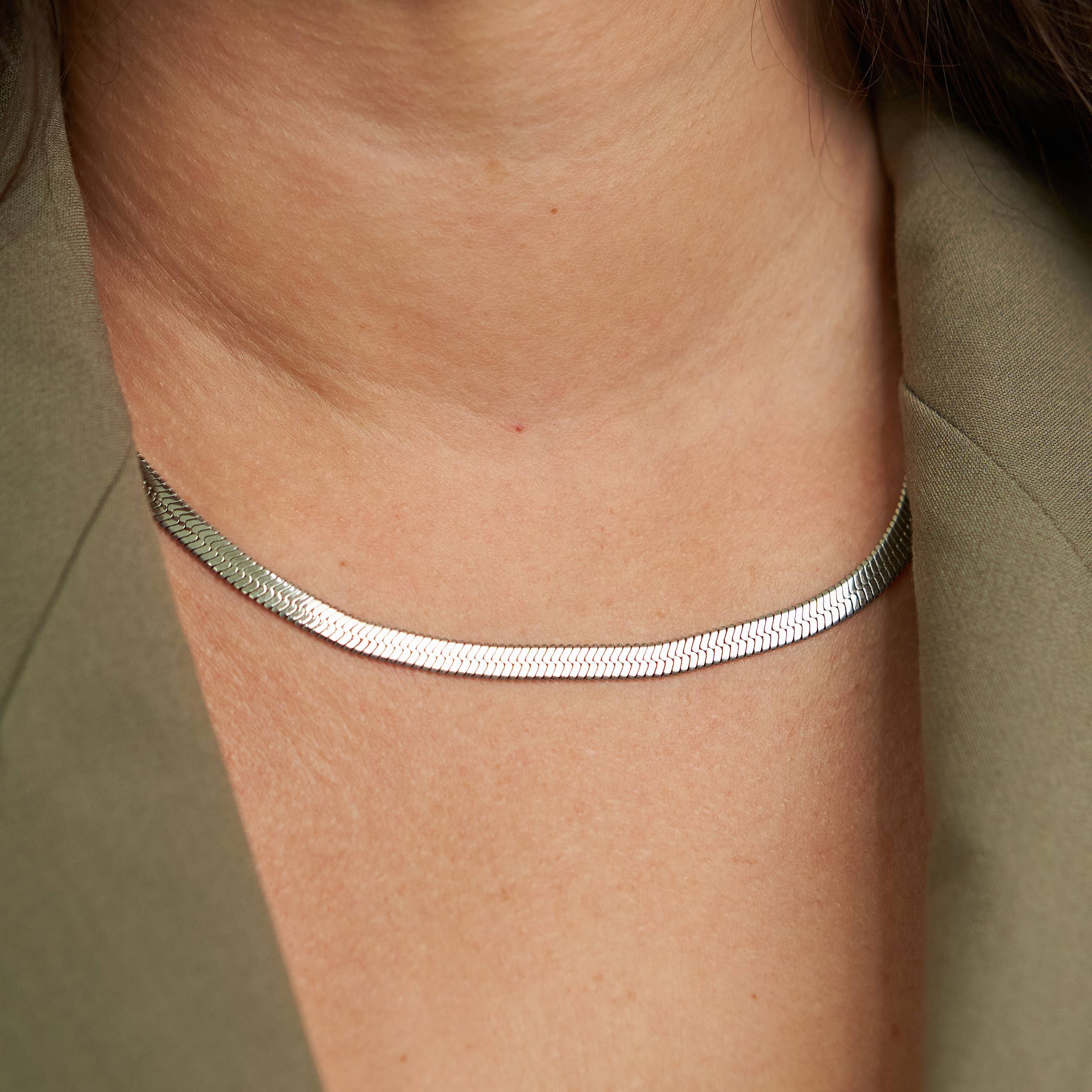 Herringbone Necklace Silver | Brenda Grands