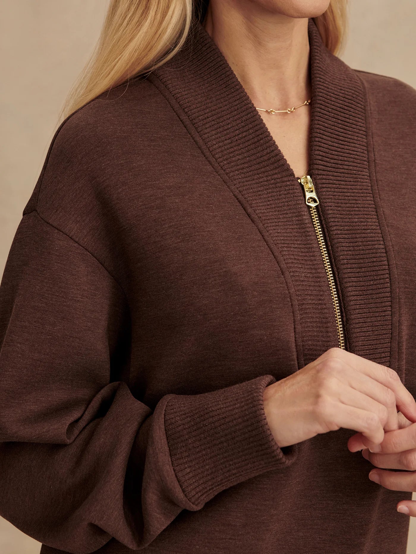 Sally Half Zip Sweat - Coffee Bean Marl | Varley