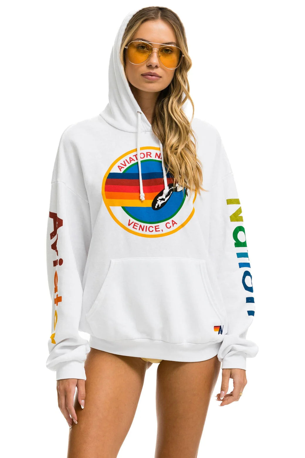 Relaxed Pullover Hoodie - White | Aviator Nation