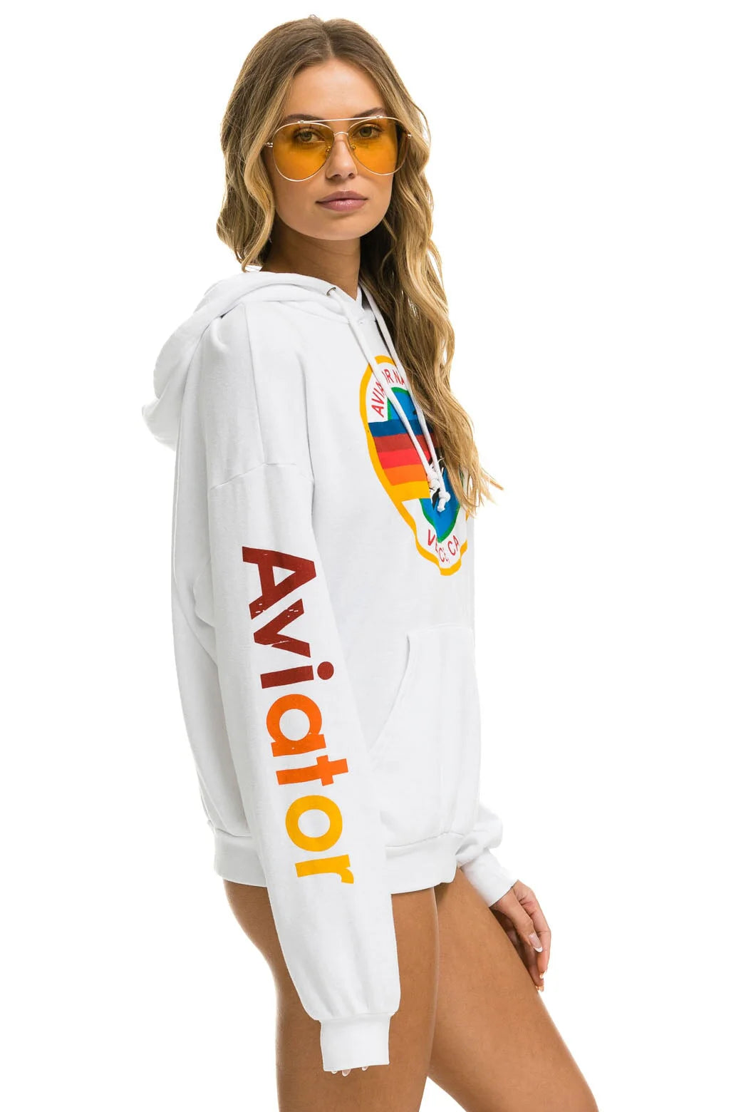 Relaxed Pullover Hoodie - White | Aviator Nation