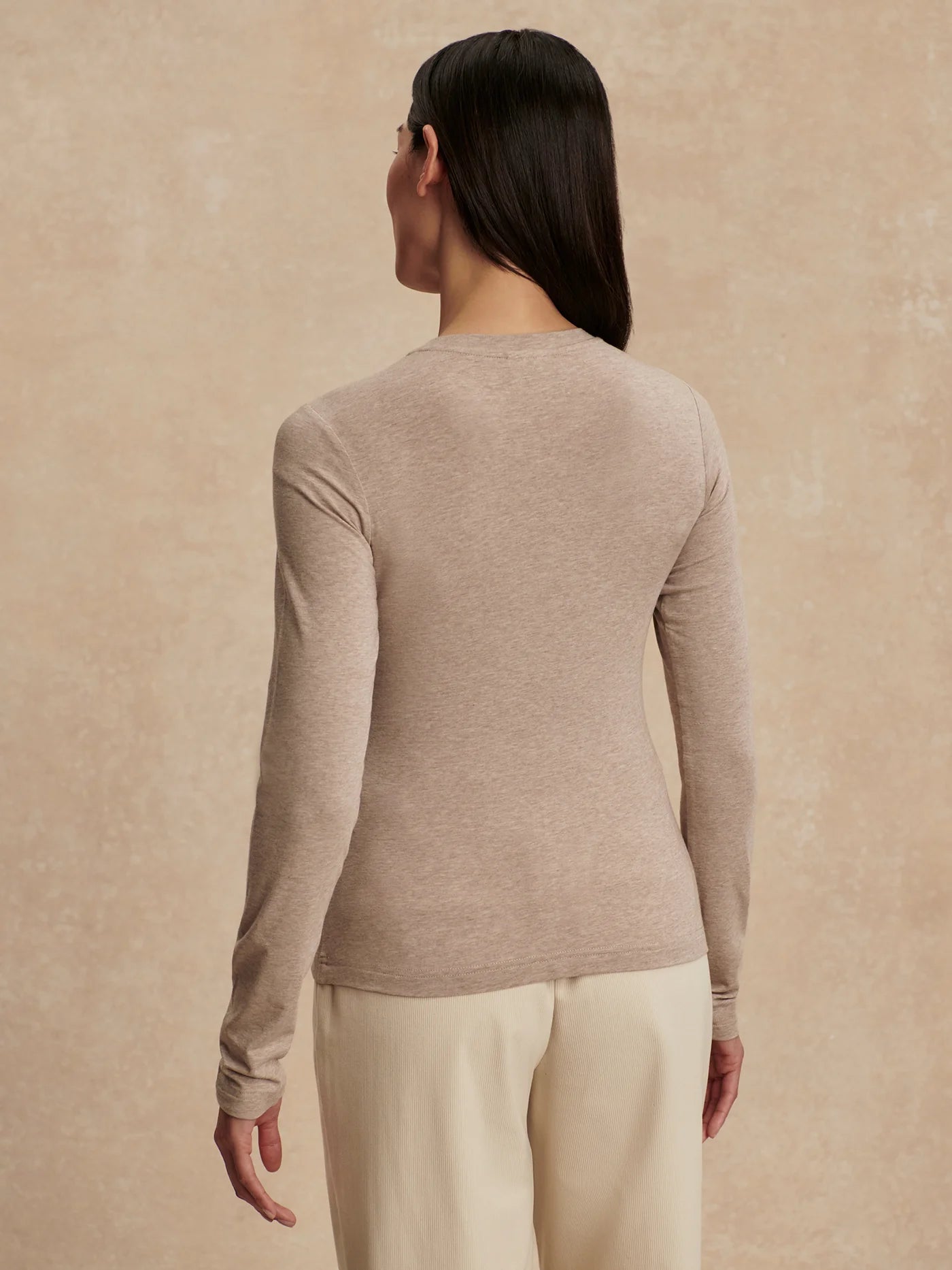 Edna Long Sleeve Fitted Tee - Taupe Marl | Varley