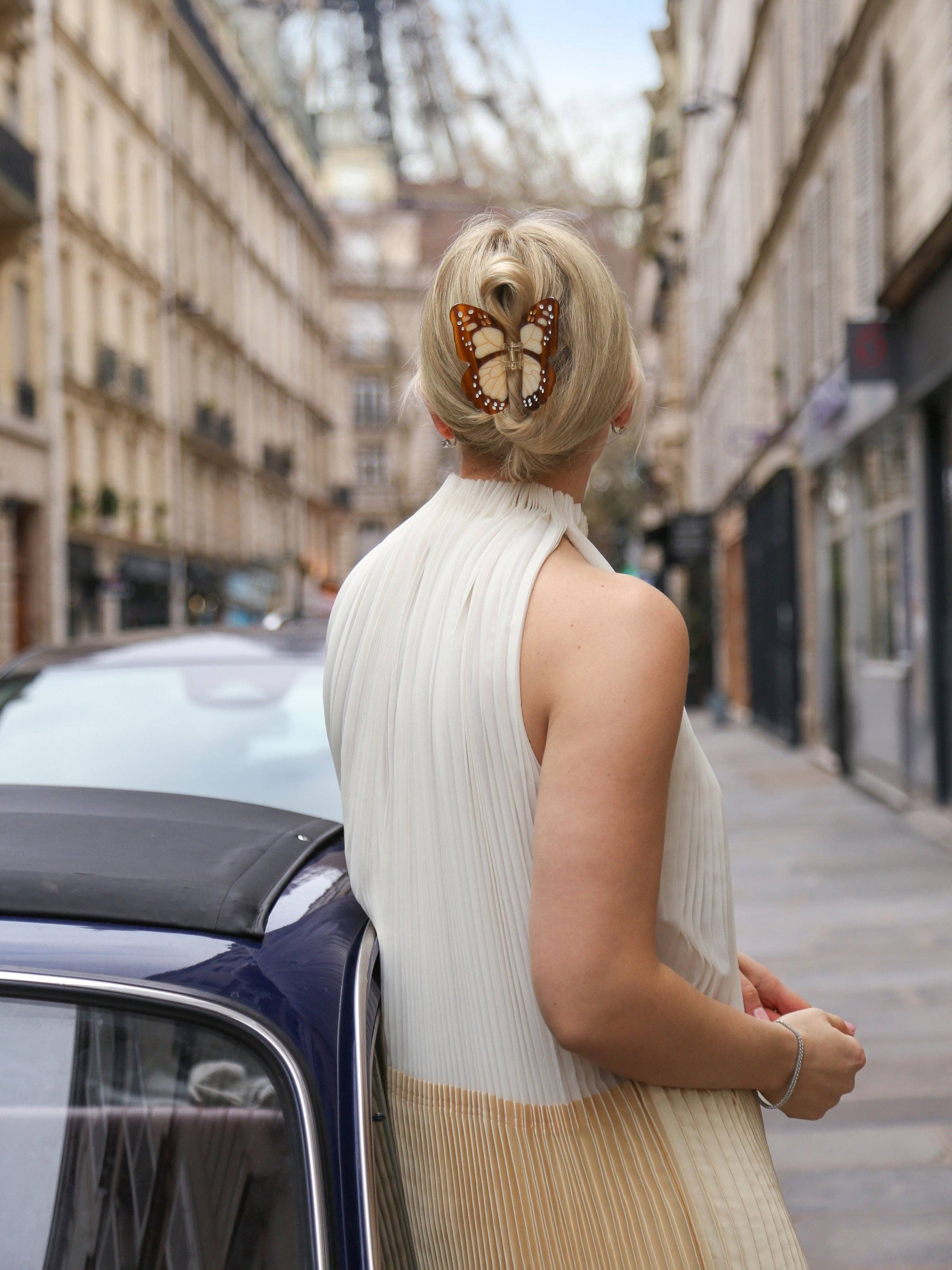 Hand-painted Boho Monarch Claw Hair Clip | Solar Eclipse