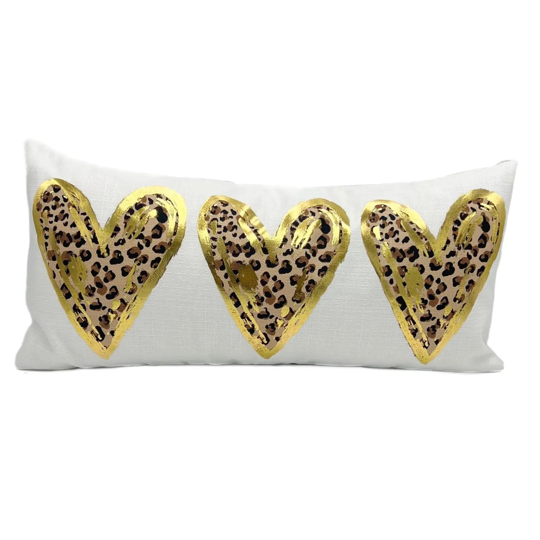 Gold Foil Leopard Hearts Velvet Pillow