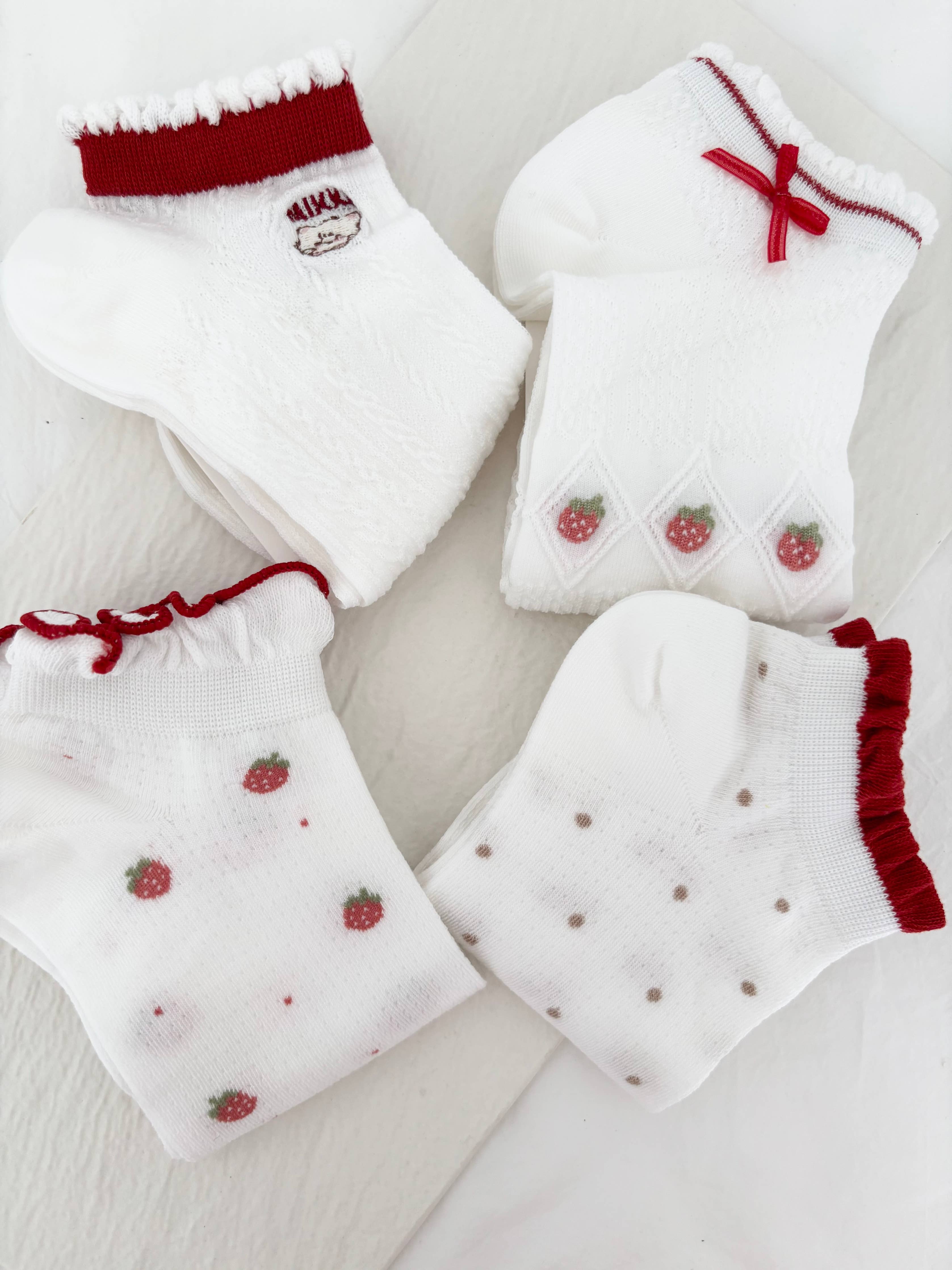 Strawberry Red Cute Delicate Socks