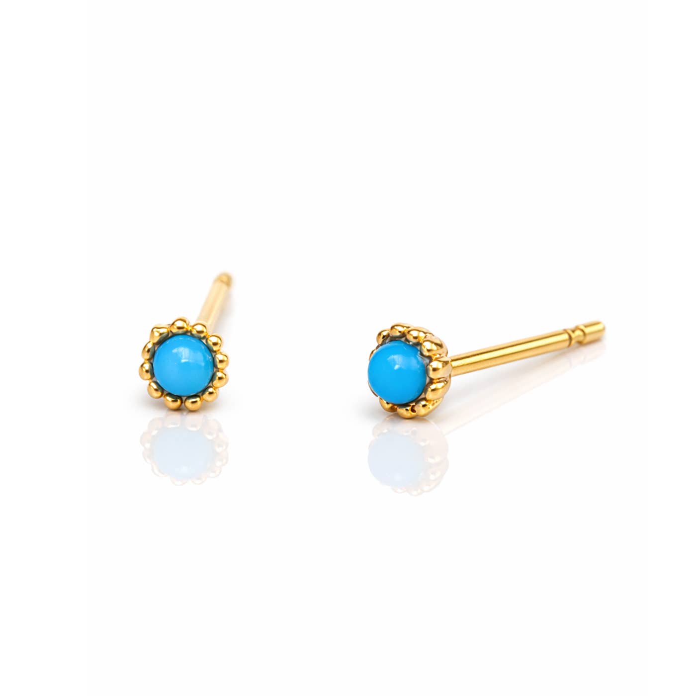 Mini Gold Trim Post Earring: Turquoise