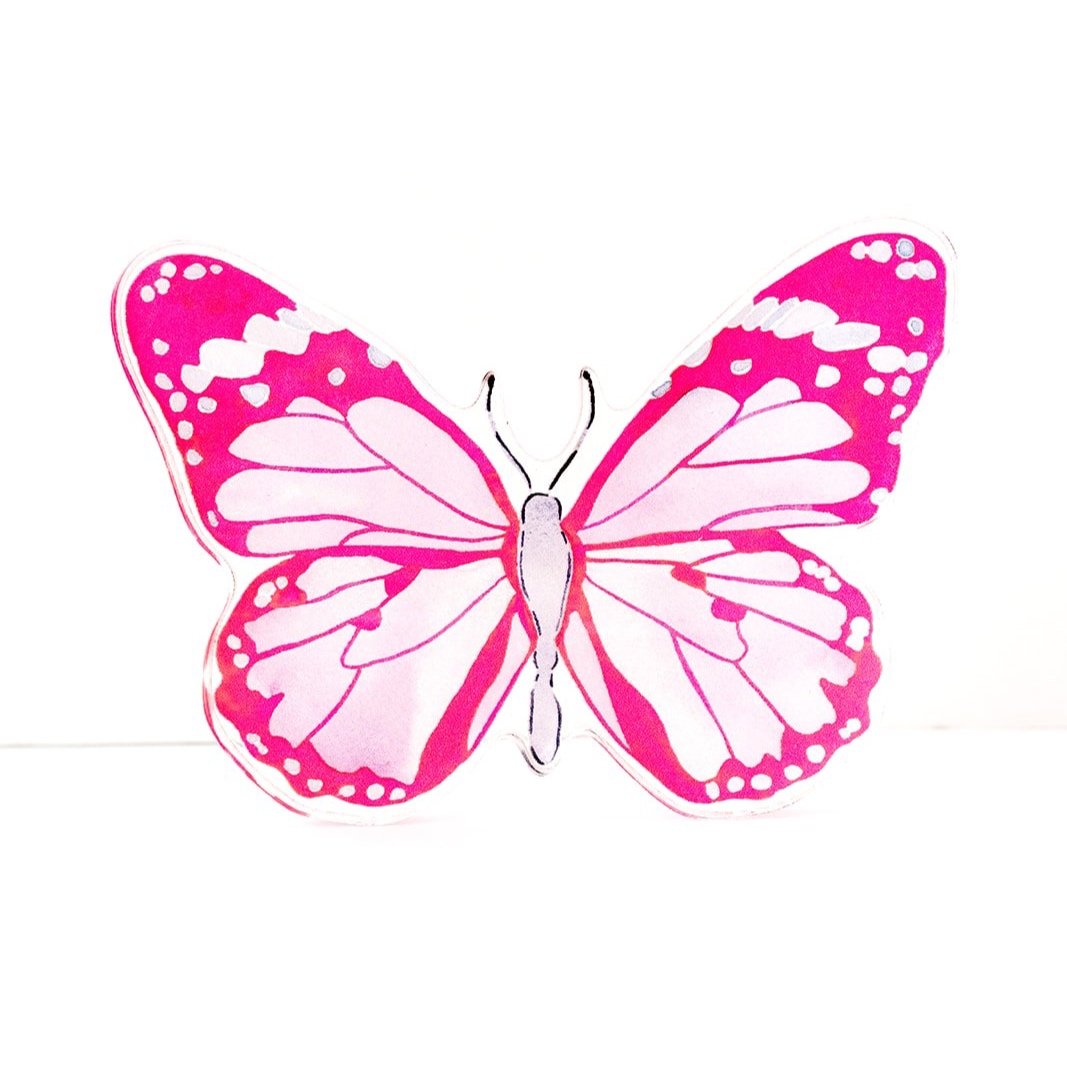 Medium Pink Butterfly Acrylic Art Block | Catherine Cartie