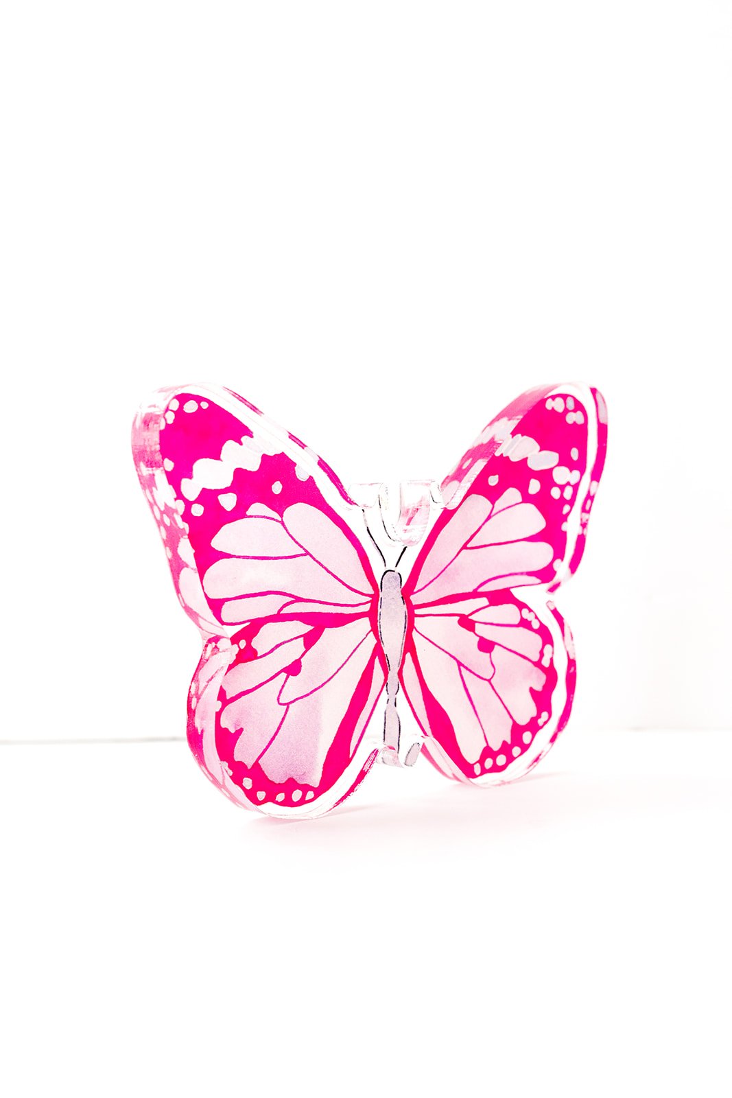 Medium Pink Butterfly Acrylic Art Block | Catherine Cartie